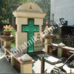 Ексклюзивний пам'ятник із мармуру зі скляним хрестом 168